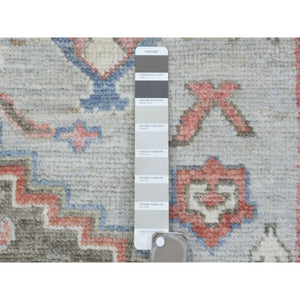 8'2"x10'3" Light Gray, Soft Wool Hand Knotted, Anatolian Village Inspired With Large Medallion Design, Natural Dyes Densely Woven, Oriental Rug FWR436920