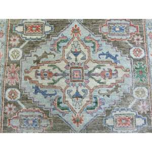 8'2"x10'3" Light Gray, Soft Wool Hand Knotted, Anatolian Village Inspired With Large Medallion Design, Natural Dyes Densely Woven, Oriental Rug FWR436920