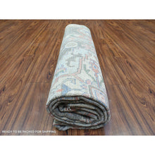 Load image into Gallery viewer, 8&#39;2&quot;x10&#39;3&quot; Light Gray, Soft Wool Hand Knotted, Anatolian Village Inspired With Large Medallion Design, Natural Dyes Densely Woven, Oriental Rug FWR436920