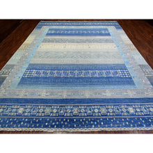 Load image into Gallery viewer, 10&#39;2&quot;x13&#39;7&quot; Denim Blue, Afghan Kashkuli Gabbeh Design Natural Dyes, Fine Weave Pure Wool Hand Knotted, Oriental Rug FWR436926