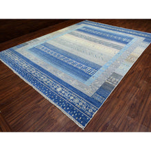 Load image into Gallery viewer, 10&#39;2&quot;x13&#39;7&quot; Denim Blue, Afghan Kashkuli Gabbeh Design Natural Dyes, Fine Weave Pure Wool Hand Knotted, Oriental Rug FWR436926