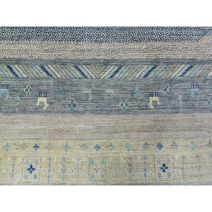 10'2"x13'7" Denim Blue, Afghan Kashkuli Gabbeh Design Natural Dyes, Fine Weave Pure Wool Hand Knotted, Oriental Rug FWR436926