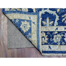 Load image into Gallery viewer, 4&#39;x11&#39;8&quot; Navy Blue, Fine Peshawar with Ziegler Mahal Design, Natural Dyes Dense Weave, Soft and Velvety Wool Hand Knotted, Wide Runner Oriental Rug FWR436962