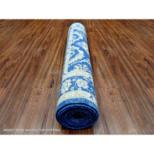Load image into Gallery viewer, 4&#39;x11&#39;8&quot; Navy Blue, Fine Peshawar with Ziegler Mahal Design, Natural Dyes Dense Weave, Soft and Velvety Wool Hand Knotted, Wide Runner Oriental Rug FWR436962