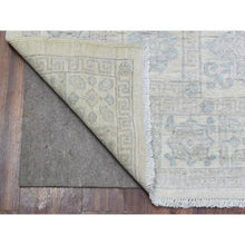 Load image into Gallery viewer, 4&#39;x11&#39;8&quot; Ivory, White Wash Peshawar with Geometric Design Natural Dyes, Organic Wool Hand Knotted, Wide Runner Oriental Rug FWR436980