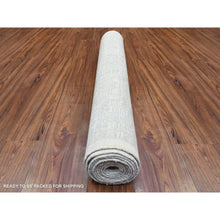 Load image into Gallery viewer, 4&#39;x11&#39;8&quot; Ivory, White Wash Peshawar with Geometric Design Natural Dyes, Organic Wool Hand Knotted, Wide Runner Oriental Rug FWR436980