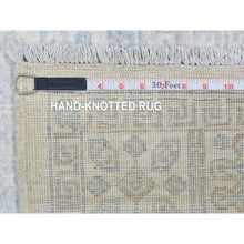 Load image into Gallery viewer, 4&#39;x11&#39;8&quot; Ivory, White Wash Peshawar With Geometric Design Natural Dyes, Organic Wool Hand Knotted, Wide Runner Oriental Rug FWR436980