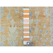 Load image into Gallery viewer, 2&#39;6&quot;x19&#39;2&quot; Faded Orange Hand Knotted Afghan Angora Oushak With Branch And Flower Design Natural Dyes, Soft Wool Runner Oriental Rug FWR437028