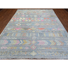 Load image into Gallery viewer, 9&#39;1&quot;x11&#39;8&quot; Gray, Hand Knotted Anatolian Village Inspired With Small Triangular Design, Natural Wool, Runner Oriental Rug FWR437232