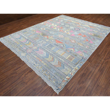 Load image into Gallery viewer, 9&#39;1&quot;x11&#39;8&quot; Gray, Hand Knotted Anatolian Village Inspired With Small Triangular Design, Natural Wool, Runner Oriental Rug FWR437232