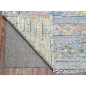 9'1"x11'8" Gray, Hand Knotted Anatolian Village Inspired With Small Triangular Design, Natural Wool, Runner Oriental Rug FWR437232