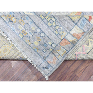 9'1"x11'8" Gray, Hand Knotted Anatolian Village Inspired With Small Triangular Design, Natural Wool, Runner Oriental Rug FWR437232