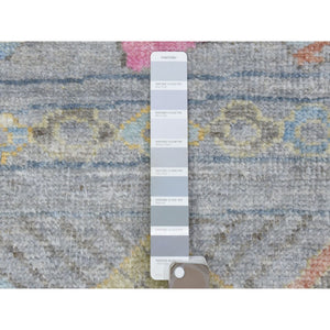 9'1"x11'8" Gray, Hand Knotted Anatolian Village Inspired With Small Triangular Design, Natural Wool, Runner Oriental Rug FWR437232