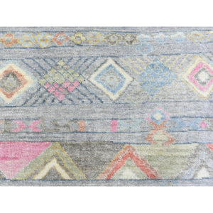 9'1"x11'8" Gray, Hand Knotted Anatolian Village Inspired With Small Triangular Design, Natural Wool, Runner Oriental Rug FWR437232