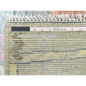 9'1"x11'8" Gray, Hand Knotted Anatolian Village Inspired With Small Triangular Design, Natural Wool, Runner Oriental Rug FWR437232