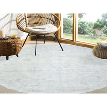 Load image into Gallery viewer, 7&#39;10&quot;x7&#39;10&quot; Ivory, White Wash Peshawar Natural Dyes, Soft And Shiny Wool Hand Knotted, Round Oriental Rug FWR437286