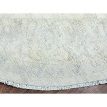 Load image into Gallery viewer, 7&#39;10&quot;x7&#39;10&quot; Ivory, White Wash Peshawar Natural Dyes, Soft And Shiny Wool Hand Knotted, Round Oriental Rug FWR437286
