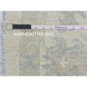 7'10"x7'10" Ivory, White Wash Peshawar Natural Dyes, Soft And Shiny Wool Hand Knotted, Round Oriental Rug FWR437286
