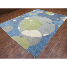Load image into Gallery viewer, 9&#39;1&quot;x12&#39; Colorful, Modern The Circles Design, Natural Dyes Dense Weave, Soft and Velvety Wool Hand Knotted, Oriental Rug FWR437298