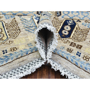 8'x9'9" Beige, Hand Knotted Afghan Ersari With Hutchlu Design, Natural Dyes Soft Lush Pile Soft Wool, Oriental Rug FWR437304