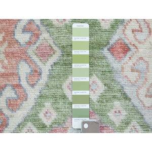 3'10"x12' Colorful, Anatolian Village Inspired with Large Elements, Natural Dyes Hand Knotted Soft Wool Runner Oriental Rug FWR437346