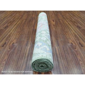 3'10"x12' Colorful, Anatolian Village Inspired with Large Elements, Natural Dyes Hand Knotted Soft Wool Runner Oriental Rug FWR437346