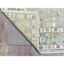 Load image into Gallery viewer, 4&#39;x11&#39;10&quot; Taupe Afghan Angora Oushak with Colorful Motifs Natural Dyes, Soft Wool Hand Knotted Runner Oriental Rug FWR437424