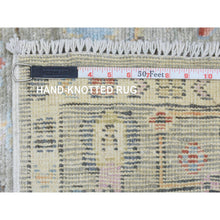 Load image into Gallery viewer, 4&#39;x11&#39;10&quot; Taupe Afghan Angora Oushak With Colorful Motifs Natural Dyes, Soft Wool Hand Knotted Runner Oriental Rug FWR437424