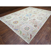 Load image into Gallery viewer, 10&#39;x13&#39;10&quot; Light Beige, Soft and Shiny Wool Hand Knotted, Fine Peshawar with Suzani Design, Natural Dyes Dense Weave, Oriental Rug FWR437574