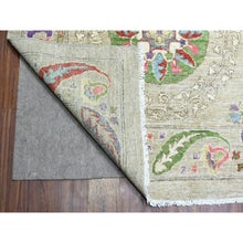 Load image into Gallery viewer, 10&#39;x13&#39;10&quot; Light Beige, Soft and Shiny Wool Hand Knotted, Fine Peshawar with Suzani Design, Natural Dyes Dense Weave, Oriental Rug FWR437574