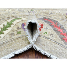 Load image into Gallery viewer, 10&#39;x13&#39;10&quot; Light Beige, Soft And Shiny Wool Hand Knotted, Fine Peshawar With Suzani Design, Natural Dyes Dense Weave, Oriental Rug FWR437574