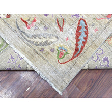Load image into Gallery viewer, 10&#39;x13&#39;10&quot; Light Beige, Soft and Shiny Wool Hand Knotted, Fine Peshawar with Suzani Design, Natural Dyes Dense Weave, Oriental Rug FWR437574