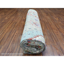 Load image into Gallery viewer, 10&#39;x13&#39;10&quot; Light Beige, Soft and Shiny Wool Hand Knotted, Fine Peshawar with Suzani Design, Natural Dyes Dense Weave, Oriental Rug FWR437574
