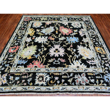 Load image into Gallery viewer, 7&#39;10&quot;x7&#39;10&quot; Olive Black, Natural Dyes Soft Wool, Hand Knotted Afghan Angora Oushak With Pop Of Color, Square Oriental Rug FWR437712