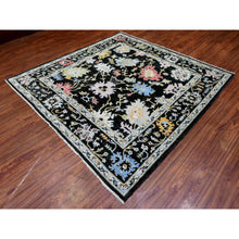 Load image into Gallery viewer, 7&#39;10&quot;x7&#39;10&quot; Olive Black, Natural Dyes Soft Wool, Hand Knotted Afghan Angora Oushak With Pop Of Color, Square Oriental Rug FWR437712