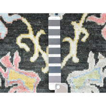 Load image into Gallery viewer, 7&#39;10&quot;x7&#39;10&quot; Olive Black, Natural Dyes Soft Wool, Hand Knotted Afghan Angora Oushak With Pop Of Color, Square Oriental Rug FWR437712