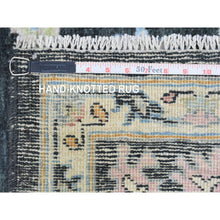 Load image into Gallery viewer, 7&#39;10&quot;x7&#39;10&quot; Olive Black, Natural Dyes Soft Wool, Hand Knotted Afghan Angora Oushak With Pop Of Color, Square Oriental Rug FWR437712