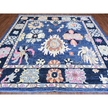 Load image into Gallery viewer, 10&#39;3&quot;x10&#39;3&quot; Sapphire Blue, Hand Knotted Afghan Angora Oushak With Pop Of Color, Natural Dyes Extra Soft Wool, Square Oriental Rug FWR437928