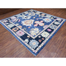 Load image into Gallery viewer, 10&#39;3&quot;x10&#39;3&quot; Sapphire Blue, Hand Knotted Afghan Angora Oushak With Pop Of Color, Natural Dyes Extra Soft Wool, Square Oriental Rug FWR437928