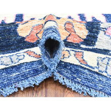Load image into Gallery viewer, 10&#39;3&quot;x10&#39;3&quot; Sapphire Blue, Hand Knotted Afghan Angora Oushak With Pop Of Color, Natural Dyes Extra Soft Wool, Square Oriental Rug FWR437928