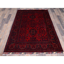 Load image into Gallery viewer, 3&#39;3&quot;x5&#39;1&quot; Angels Red, Afghan Khamyab With Geometric Pattern, Soft And Shiny Wool, Hand Knotted, Vegetable Dyes, Oriental Rug FWR4374