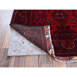 3'3"x5'1" Angels Red, Afghan Khamyab With Geometric Pattern, Soft And Shiny Wool, Hand Knotted, Vegetable Dyes, Oriental Rug FWR4374