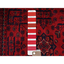 Load image into Gallery viewer, 3&#39;3&quot;x5&#39;1&quot; Angels Red, Afghan Khamyab With Geometric Pattern, Soft And Shiny Wool, Hand Knotted, Vegetable Dyes, Oriental Rug FWR4374