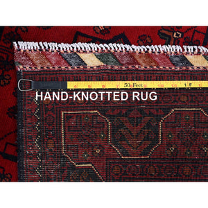 3'3"x5'3" Midnight Blue, Antiqued Fine Heriz Re-Creation with All Over Vines Design, Hand Knotted, Soft Pile, Vegetable Dyes, Natural Wool, Oriental Rug FWR548238