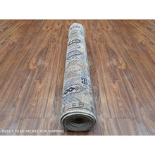 Load image into Gallery viewer, 4&#39;x9&#39;9&quot; Cloud Gray, Soft Wool Hand Knotted, Afghan Ersari With Hutchlu Design, Soft And Lush Pile Vegetable Dyes, Wide Runner Oriental Rug FWR438042