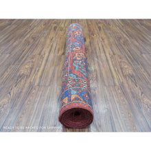 Load image into Gallery viewer, 4&#39;1&quot;x11&#39;3&quot; Prismatic Legacy Red, Vegetable Dyes Extra Soft Wool, Hand Knotted Afghan Ersari With Elephant Feet Design, Soft And Lush Pile, Wide Runner Oriental Rug FWR438078