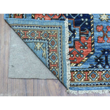 Load image into Gallery viewer, 4&#39;x11&#39;8&quot; Argentina Blue, Pure Wool Hand Knotted, Afghan Ersari with Elephant Feet Design, Soft and Lush Pile Natural Dyes, Wide Runner Oriental Rug FWR438096