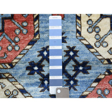 Load image into Gallery viewer, 4&#39;x11&#39;8&quot; Argentina Blue, Pure Wool Hand Knotted, Afghan Ersari With Elephant Feet Design, Soft And Lush Pile Natural Dyes, Wide Runner Oriental Rug FWR438096