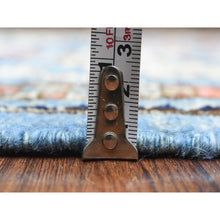 Load image into Gallery viewer, 4&#39;x11&#39;8&quot; Argentina Blue, Pure Wool Hand Knotted, Afghan Ersari With Elephant Feet Design, Soft And Lush Pile Natural Dyes, Wide Runner Oriental Rug FWR438096