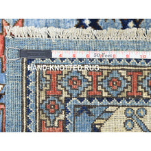 Load image into Gallery viewer, 4&#39;x11&#39;8&quot; Argentina Blue, Pure Wool Hand Knotted, Afghan Ersari with Elephant Feet Design, Soft and Lush Pile Natural Dyes, Wide Runner Oriental Rug FWR438096